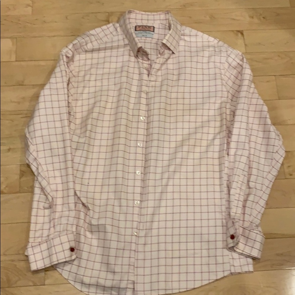 Thomas Pink Dress Shirt 18 1/2 47 CM Slim Fit